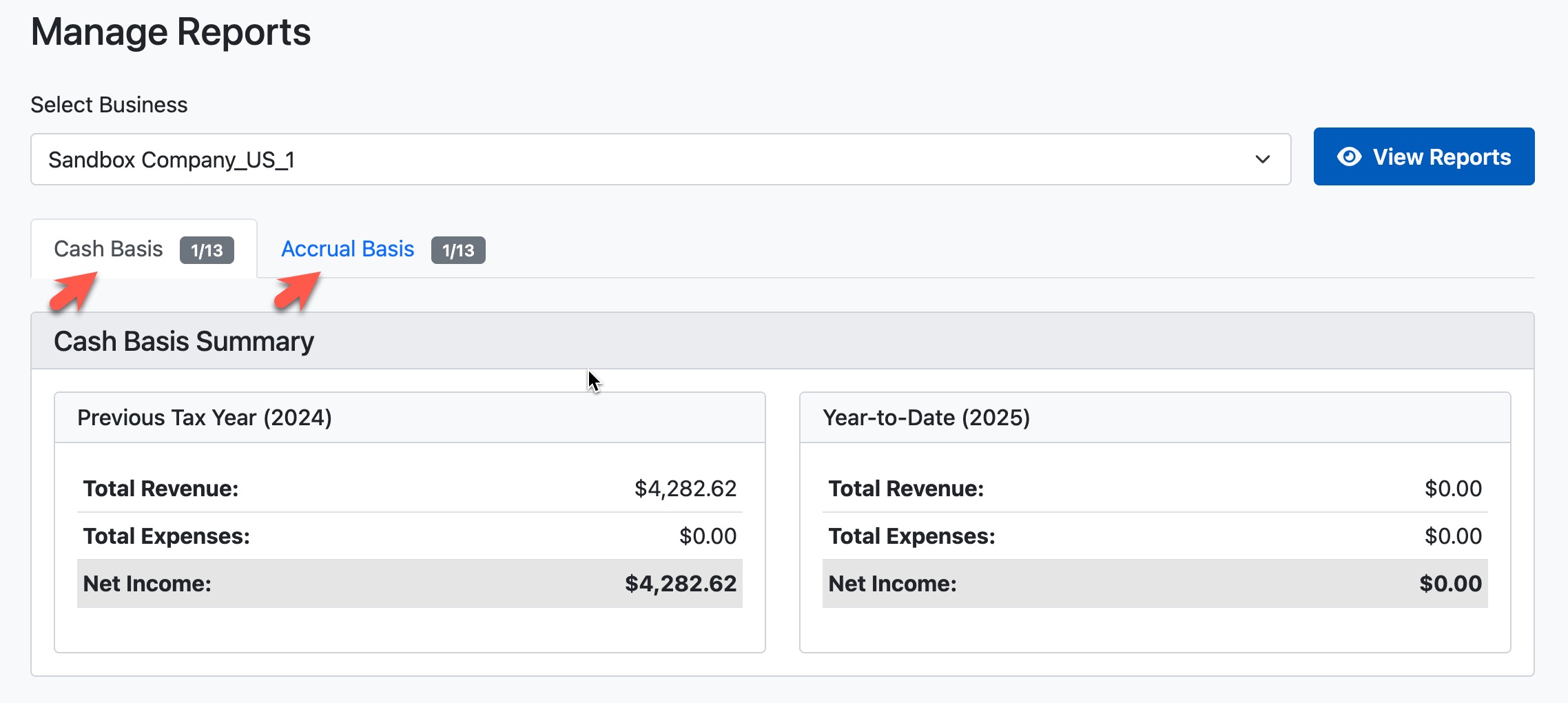 Accounting Methods Tab